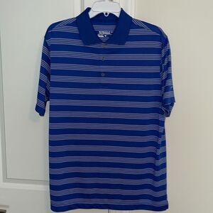Nike tour performance dri fit blue stripe solid collar golf polo shirt L men’s